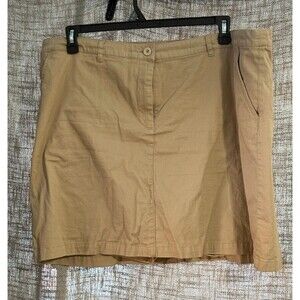 Ellos Plus Size 22W Flat Front Casual Skort Beige Button Zip Pocket NO FLAWS